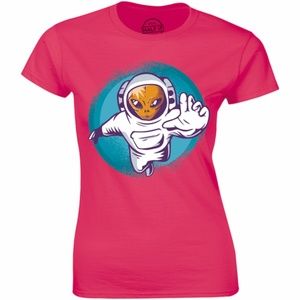 UFO Space Creatures Alien Wearing Astronut T-shirt